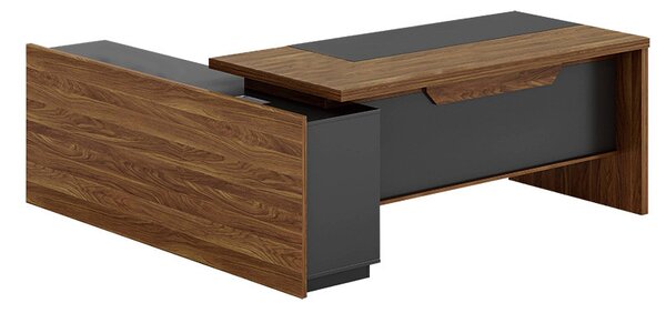 Birou pe colt dreapta Oscar nuc - antracit 200x180x76cm