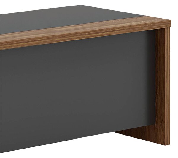 Birou pe colt reversibil Oscar nuc - carbune 200x188,6x76cm