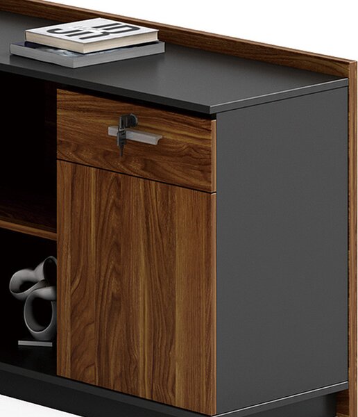 Birou pe colt dreapta Oscar nuc - antracit 200x180x76cm
