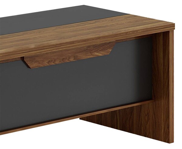 Birou pe colt dreapta Oscar nuc - antracit 200x180x76cm