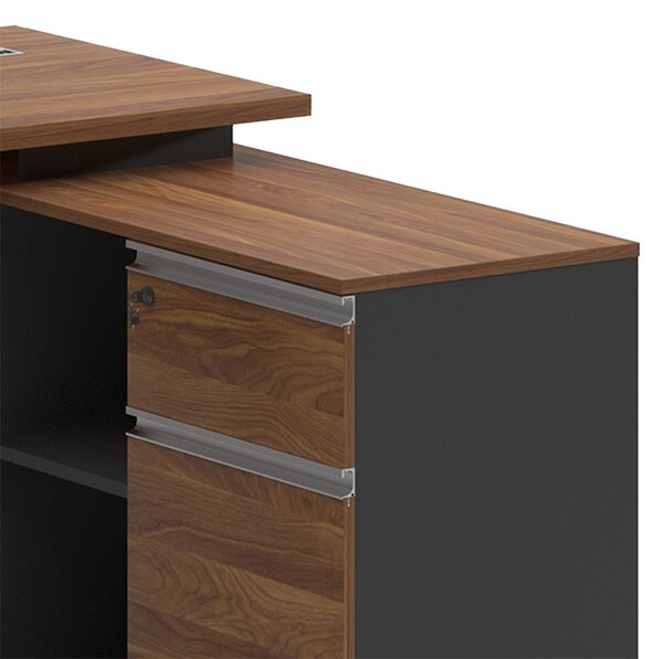 Birou pe colt dreapta Oscar nuc - antracit 160x140x76cm