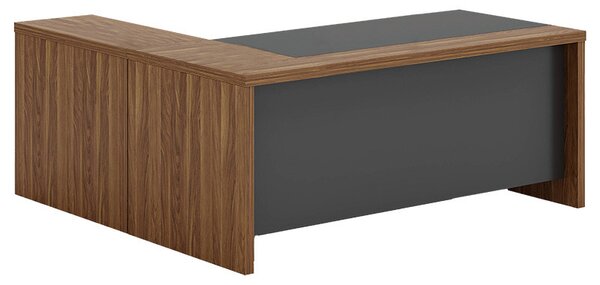 Birou pe colt reversibil Oscar nuc - carbune 200x188,6x76cm
