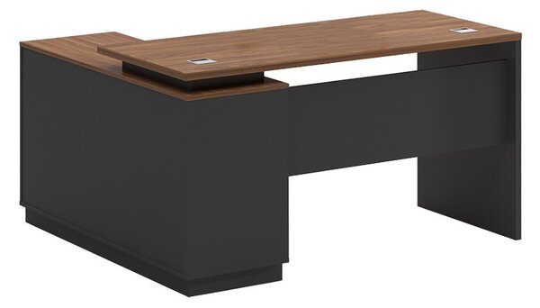 Birou pe colt dreapta Oscar nuc - antracit 160x140x76cm