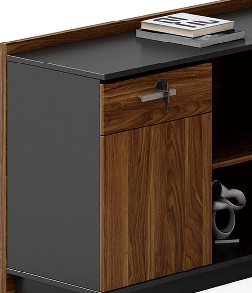 Birou pe colt stanga Oscar nuc - antracit 200x180x76cm