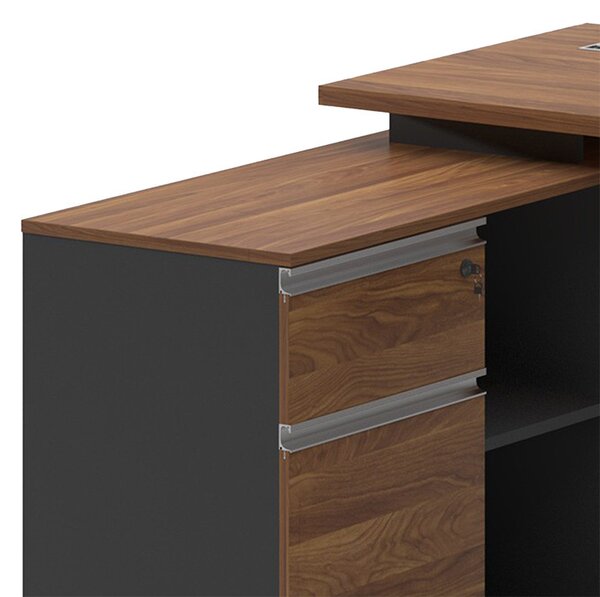 Birou pe colt stanga Oscar nuc - antracit 160x140x76cm