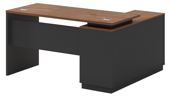 Birou pe colt stanga Oscar nuc - antracit 160x140x76cm