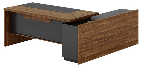 Birou pe colt stanga Oscar nuc - antracit 200x180x76cm