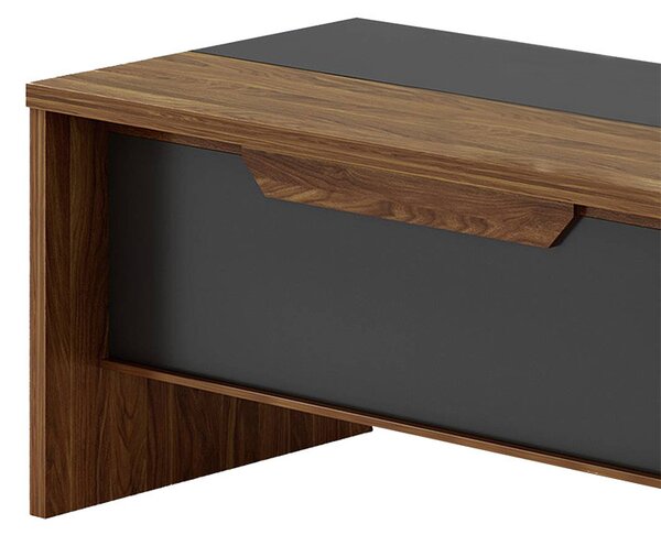 Birou pe colt stanga Oscar nuc - antracit 200x180x76cm