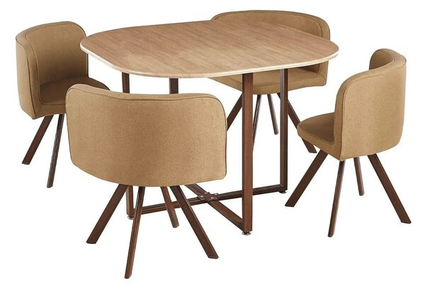 Set masa cu 4 scaune BEVIS NEW, stejar/maro