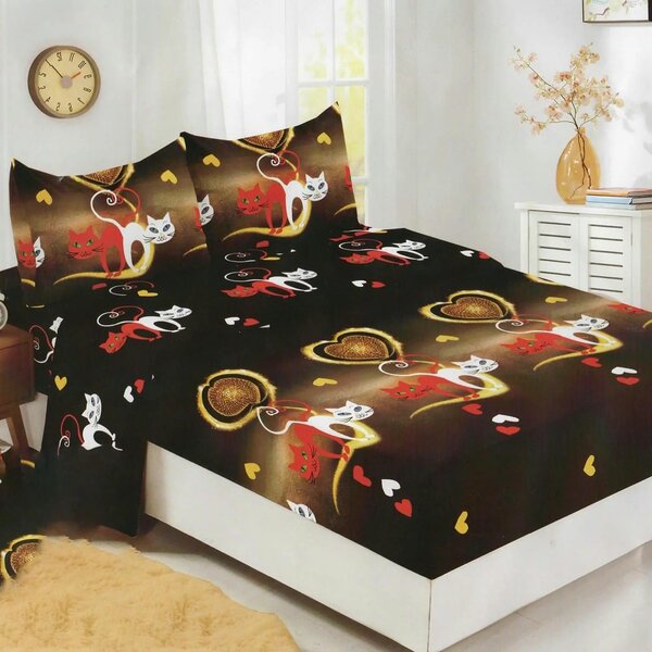 Set husa pat finet HF160-18, multicolor, bumbac/poliester, 160x200 cm