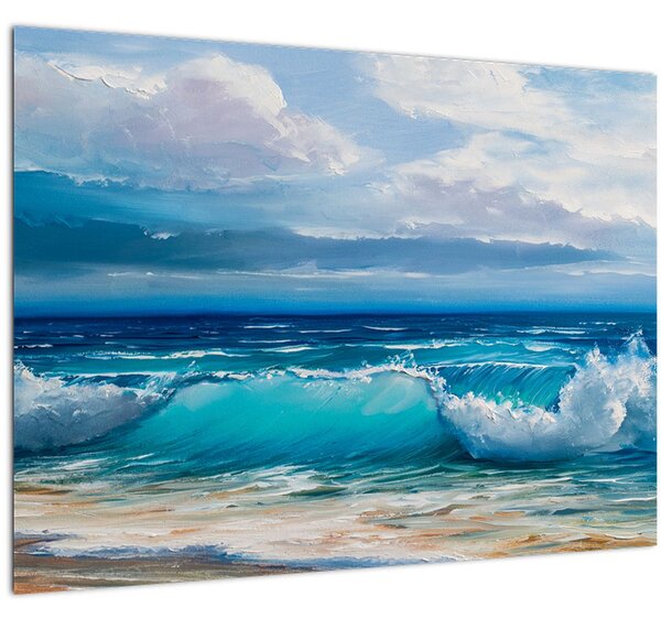 Tablou pe sticlă - Valul mării (70x50 cm)
