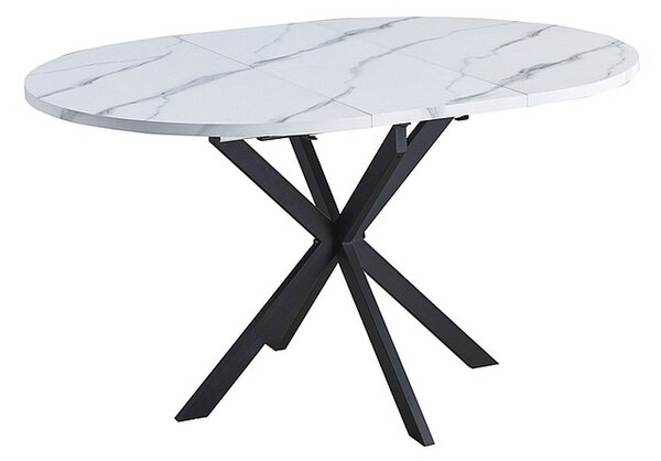 Masa extensibila GASTON, alb/negru, furnir/metal, 100/135x100x75 cm