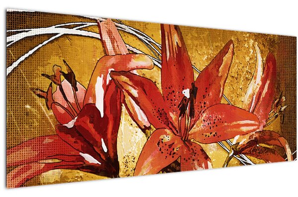 Tablou cu flori de crini (120x50 cm)