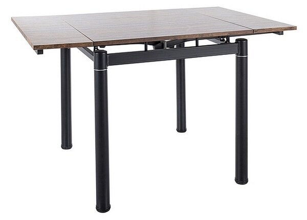 Masa extensibila GD082, nuc vintage/negru mat, furnir/metal, 80-131x80x75 cm