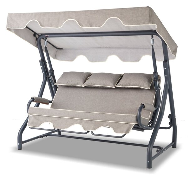 Balansoar cu 3 locuri Salvia Gri 200x165x110 cm