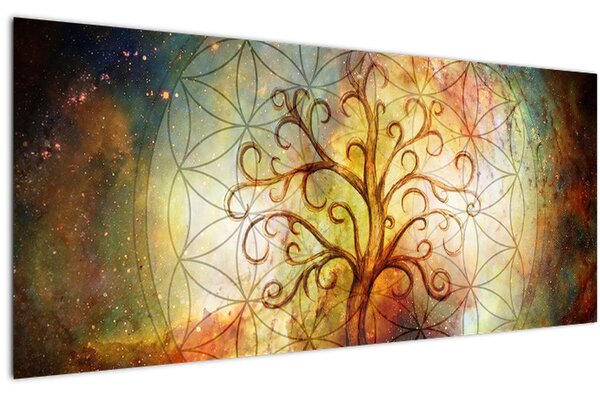 Tablou abstract cu copac (120x50 cm)