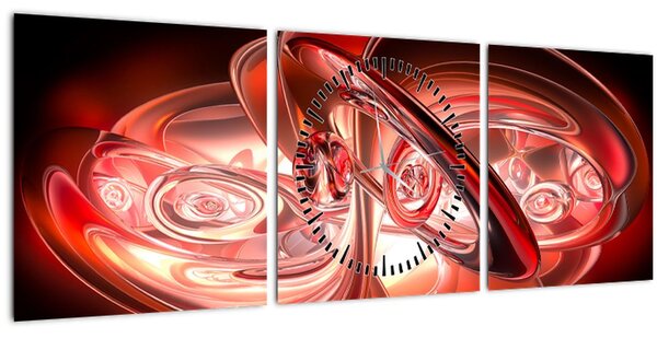 Tabloul - forme roșii (cu ceas) (90x30 cm)