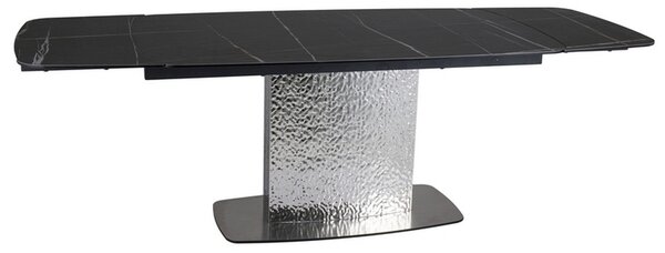 Masa extensibila MONCLER, negru/crom, sticla/ceramica/metal, 160/240x95x76 cm