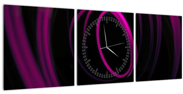 Tablou - linii violete (cu ceas) (90x30 cm)
