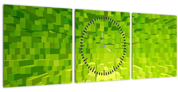 Tabloul cuburilor galbenverzui (cu ceas) (90x30 cm)