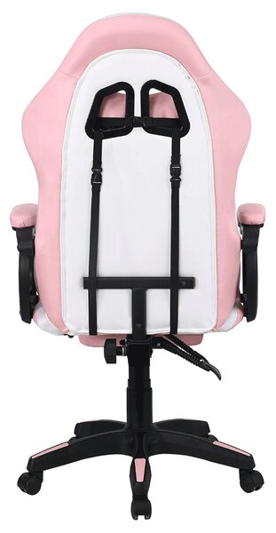 Fotoliu birou Juventa (cu RGB iluminat LED) (roz + alb). 1040137