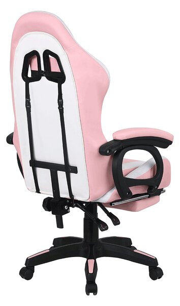 Fotoliu birou Juventa (cu RGB iluminat LED) (roz + alb). 1040137