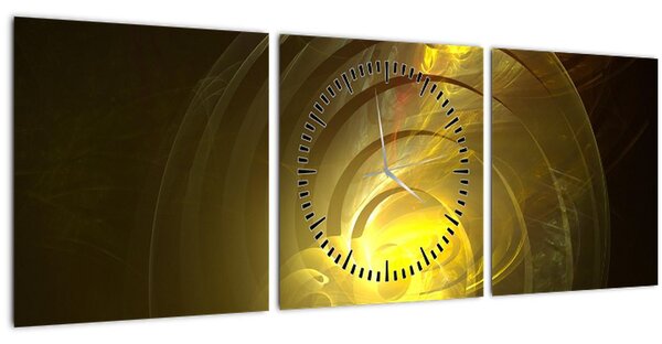 Tabloul cu spirala abstractă în galben (cu ceas) (90x30 cm)