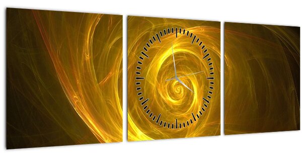 Tabloul cu spirala abstractă în galben (cu ceas) (90x30 cm)