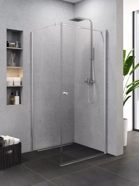 New Trendy Superia cabină de duș 90x80 cm dreptunghiular crom luciu/sticlă transparentă K-0798