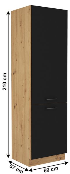 Z0ND0 Dulap de bucătărie pentru alimente Meriel 60 DK 210 2F (negru + stejar artisan). 1033992