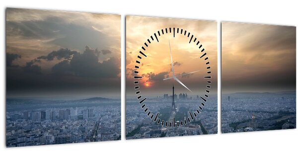 Tabloul - Paris din înâlțime (cu ceas) (90x30 cm)