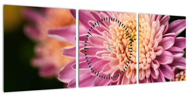 Tablou detailat cu flori (cu ceas) (90x30 cm)