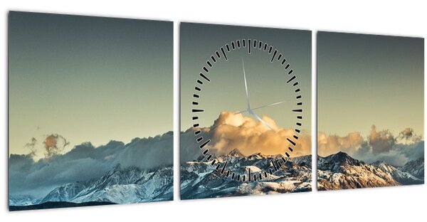 Tablou - vârfuri de munți (cu ceas) (90x30 cm)