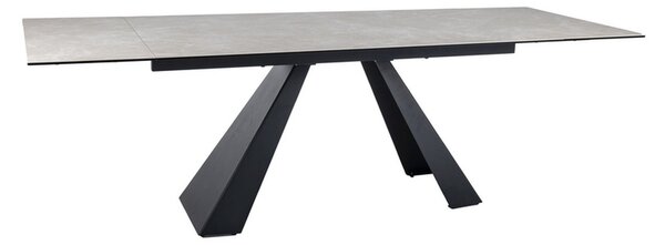 Masa extensibila SALVADORE, crem/negru, sticla/ceramica/metal, 160/240x90x77 cm