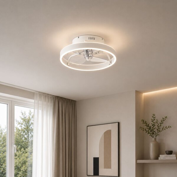 Ventilator de tavan alb 50cm incl. LED Dimmable cu telecomandă - Maddy