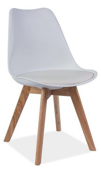Scaun KRIS, alb/stejar, polipropilena/piele ecologica/lemn, 49x41x83 cm