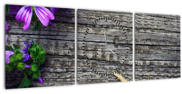 Tablou - flori de câmp (cu ceas) (90x30 cm)