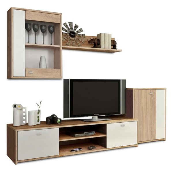 Mobilier living Gerra (alb + stejar sonoma). 1014791