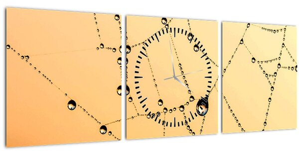Tablou cu pânză de pâianjen cu rouă (cu ceas) (90x30 cm)