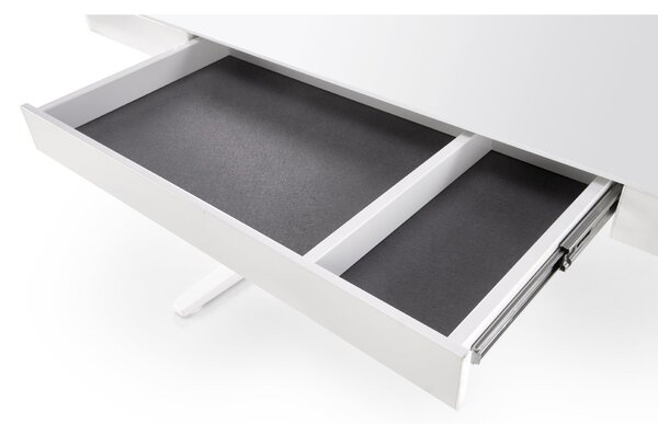 Birou B52, alb, sticla/metal, cu functie de reglare a inaltimii, 120x6