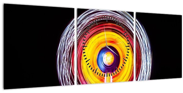 Tablou cu lumini în cerc (cu ceas) (90x30 cm)