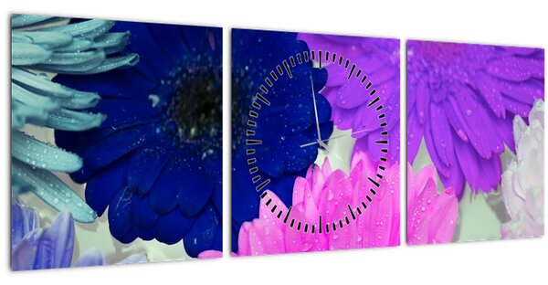 Tablou cu flori colorate (cu ceas) (90x30 cm)