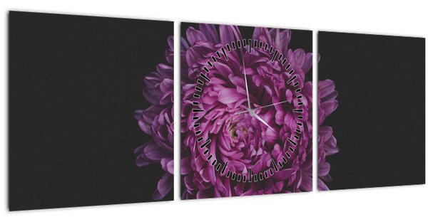 Tablou cu floare violetă (cu ceas) (90x30 cm)