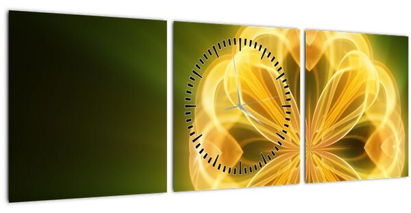 Tablou cu floare galbenă (cu ceas) (90x30 cm)