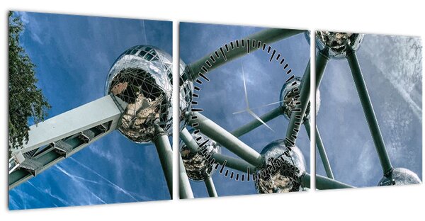 Tablou- atomium la Bruxelles (cu ceas) (90x30 cm)
