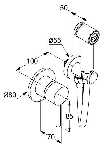 Kludi Bozz baterie bideu cu set de duș ascuns alb 389985376