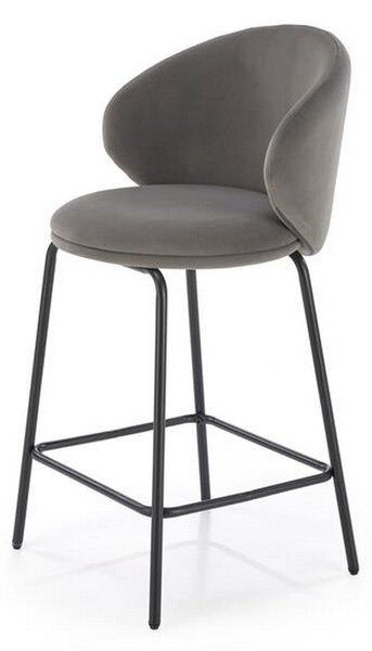 Scaun bar H121, gri/negru, stofa catifelata/metal, 51x50x92 cm