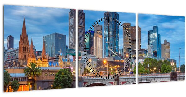 Tablou cu orașul Melbourne (cu ceas) (90x30 cm)