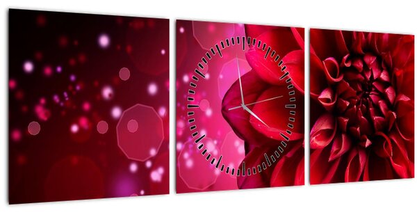 Tablou cu floare roșie (cu ceas) (90x30 cm)