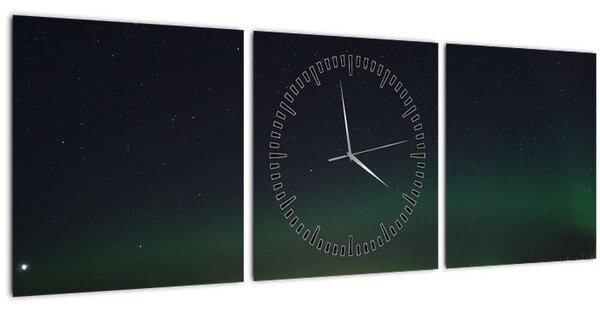 Tablou cu aurora borealis (cu ceas) (90x30 cm)